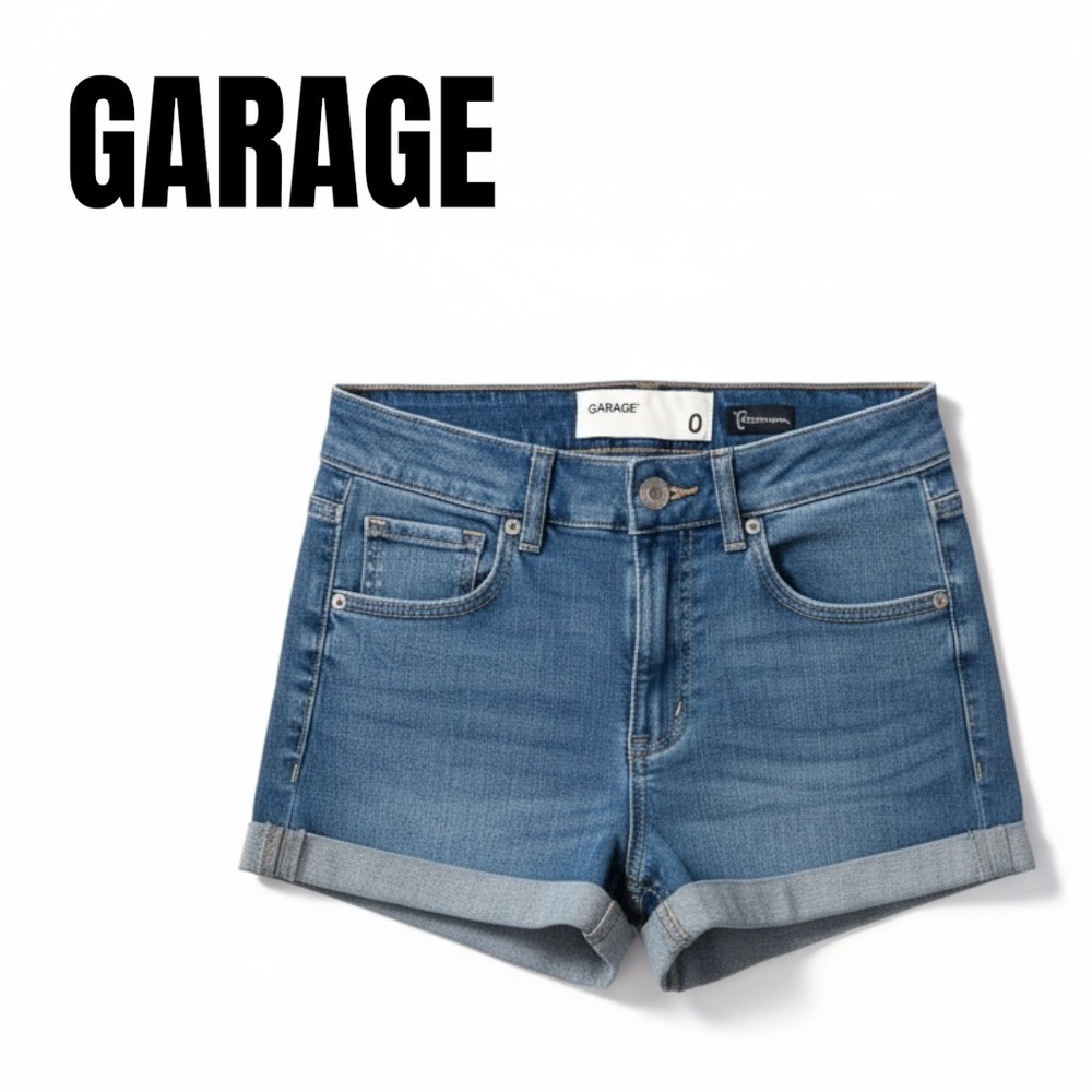 026 Garage Blue Jean Shorts with Rolled Hems